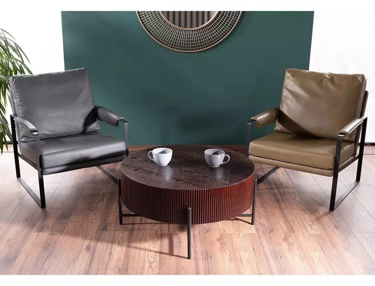 Ława TUCA fi80 Czarny/Ciemny Orzech