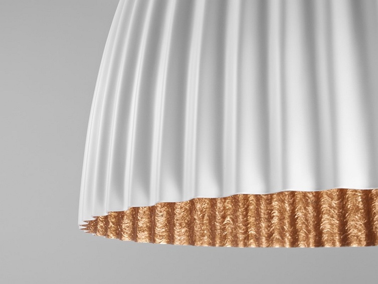 Lampa Wisząca Plissart M 50x41x116 Biały/Miedziany