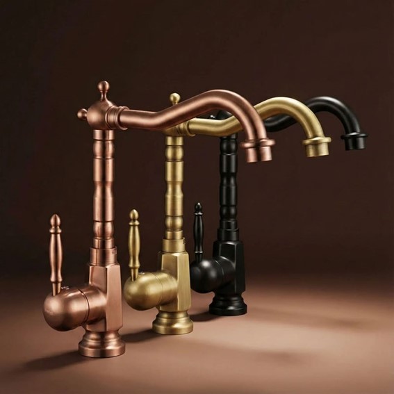 Bateria Umywalkowa Wysoka BONA Miedź Szczotkowany