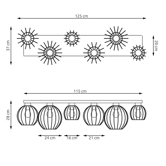 Lampa Sufitowa NEST 6 Czarny