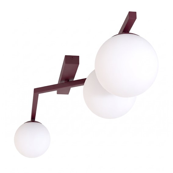 Lampa Sufitowa NATON 3 Burgundowy/Opal