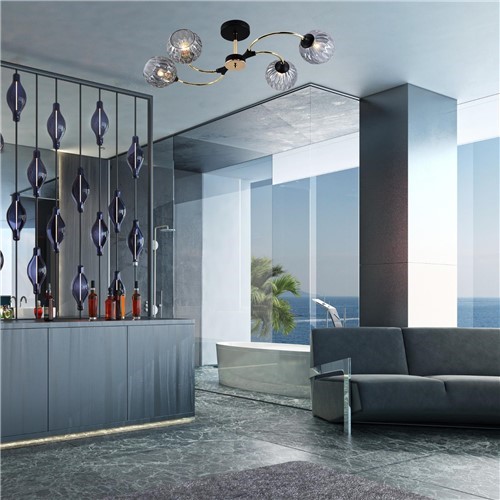 Żyrandol SKY 4 Czarny/Złoty/Niebieski