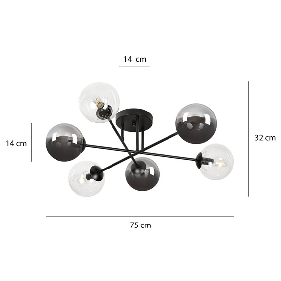 Lampa Sufitowa BRENDI 6B MIX3 Czarny