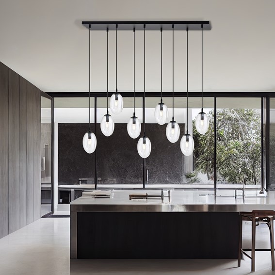 Lampa Wisząca ASTRAL 9 Czarny/Transparentny