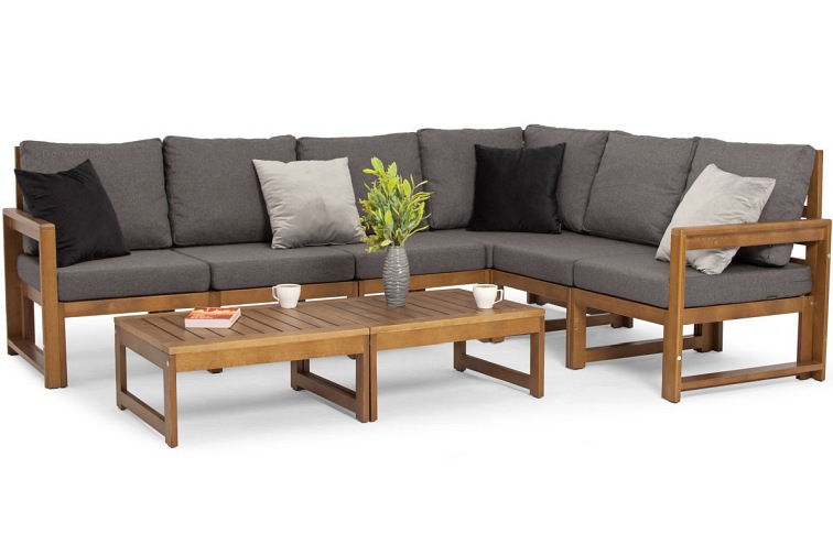 Zestaw Ogrodowy MALTA XXL 6-Osobowy ze Stolikiem Brązowy/Grafit