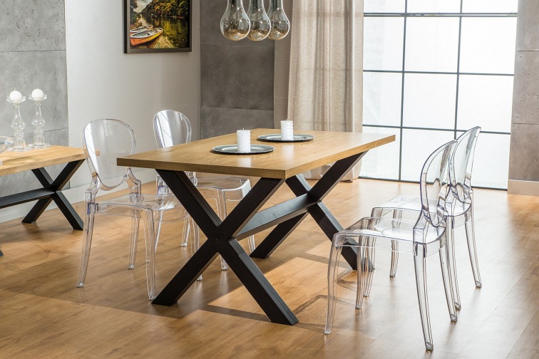 Stół XAVIERO 150x90 Okleina Czarny/Naturalny