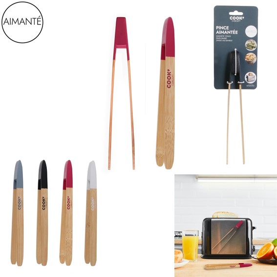 Bambusowe Szczypce do Serwowania z Magnesem Białe