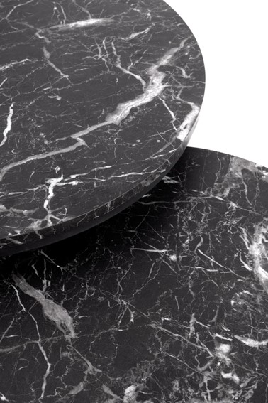 Zestaw 2 Ław JAVA Czarny/Czarny Marmur