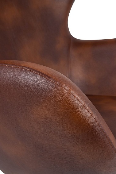 Fotel EGG Szeroki PU Brąz/Koniak