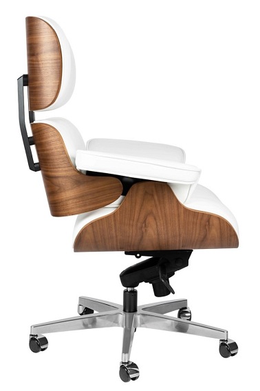Fotel Biurowy LOUNGE GUBERNATOR Biały/Orzech