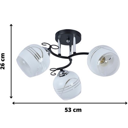Żyrandol ABELIA 3 Srebrny/Czarny