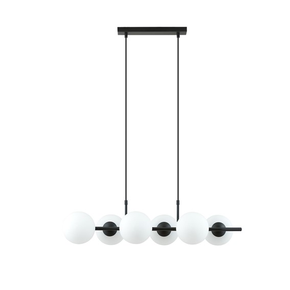 Lampa Wisząca RORY 6 Czarny/Opal