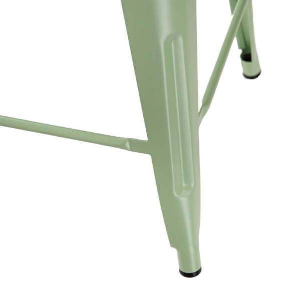 Stołek Barowy PARIS Back Zielony Inspirowany Tolix