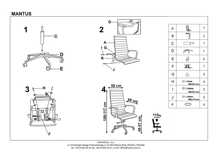 Fotel Gabinetowy MANTUS Chrom/Czarny