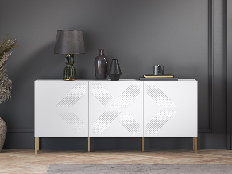 Komoda CLEARING 02 Biały alpejski/Noga Złoty