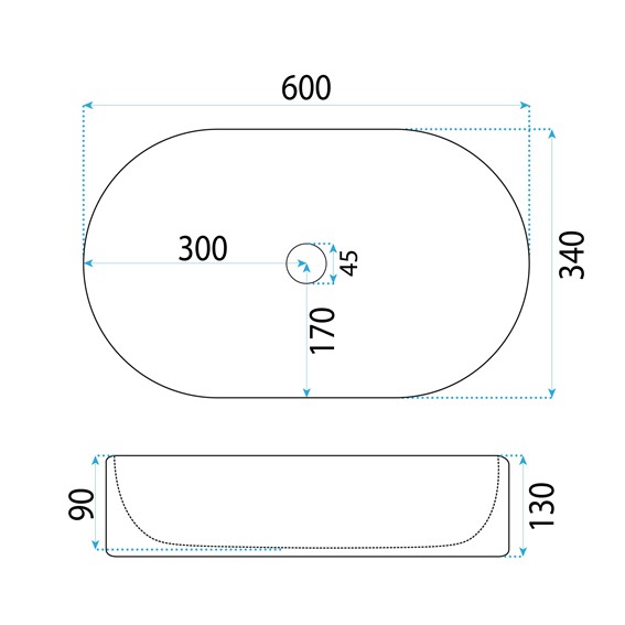 Umywalka Nablatowa VANDA 61 Biały