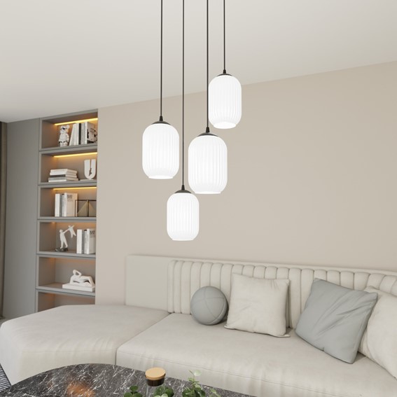 Lampa Wisząca VERDI 4 PREMIUM Czarny/Opal