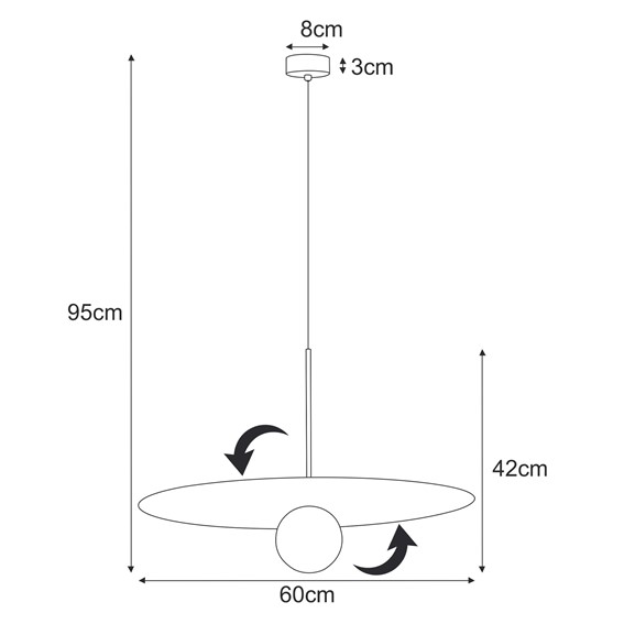 Lampa Wisząca FERMI K-5383 Czarny/Grafitowy
