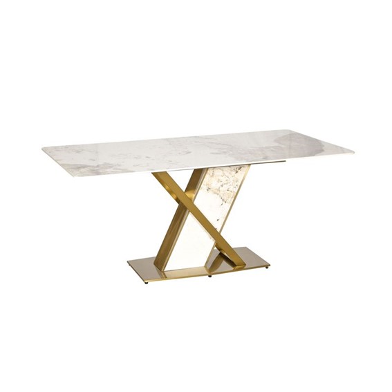 Stół MODIG M55 180x90cm Biały/Szary/Złoty