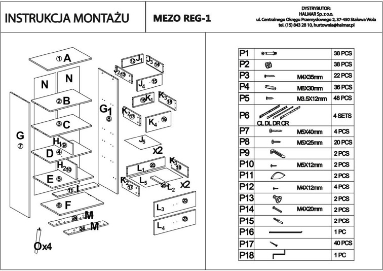 MEZO REG1 regał wielobarwny