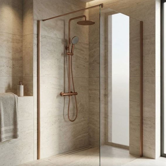 Zestaw Natryskowy z Termostatem LUNGO Miedź Szczotkowana