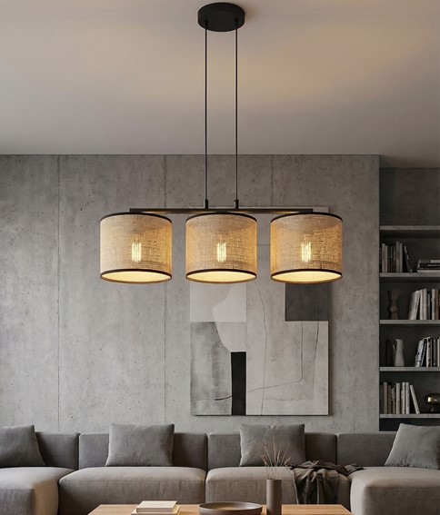 Lampa Wisząca ECO 3 Czarny/Rattan