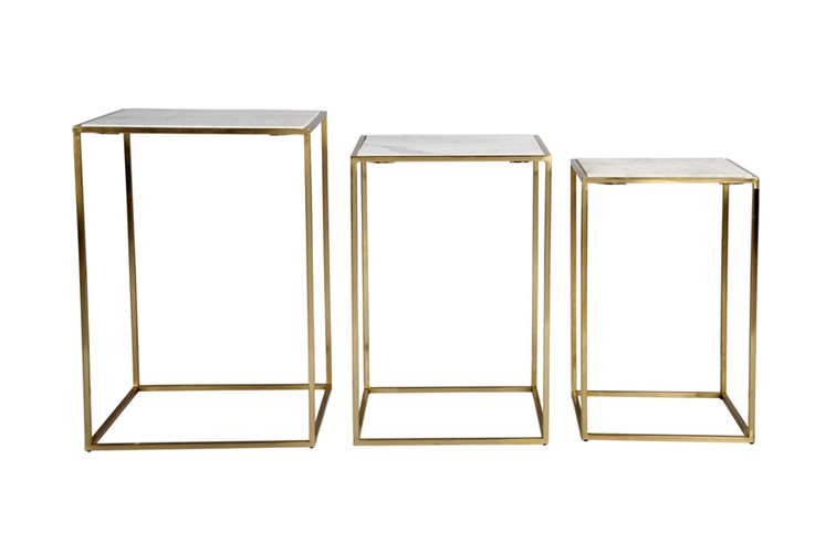 Zestaw Stolików AVOLA AV2130-38 46x46 Biały/Złoty