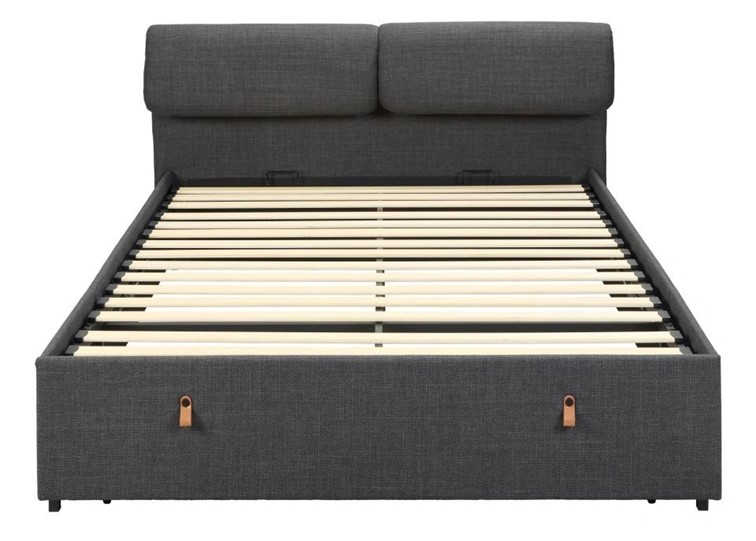 Łóżko Tapicerowane CALVI 140x190 cm z Szufladami Szary