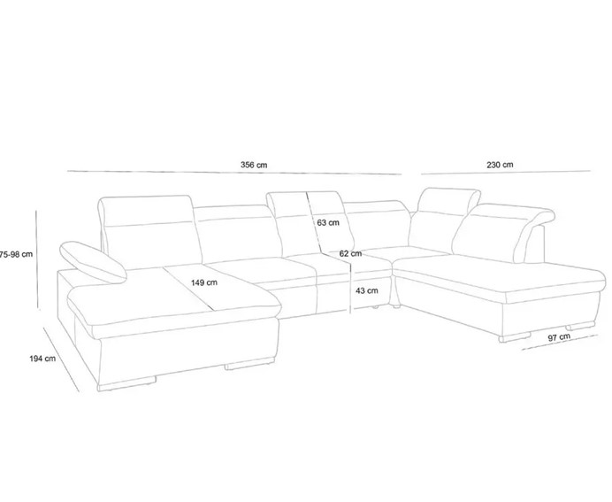 Narożnik NONA L Brąz z Funkcją Spania - I Grupa Tkanin