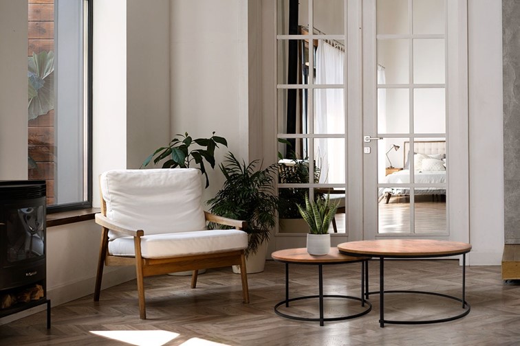 Stolik KAJA HOME KS-28 fi60 Czarny/Dąb