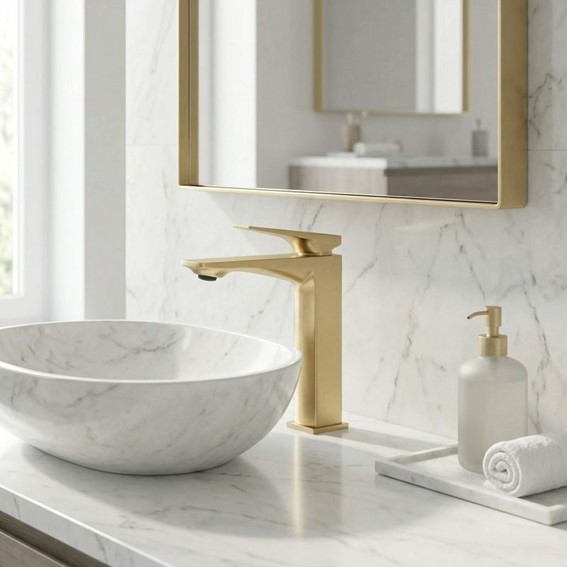 Bateria Umywalkowa PRIME Złoty Szczotkowany