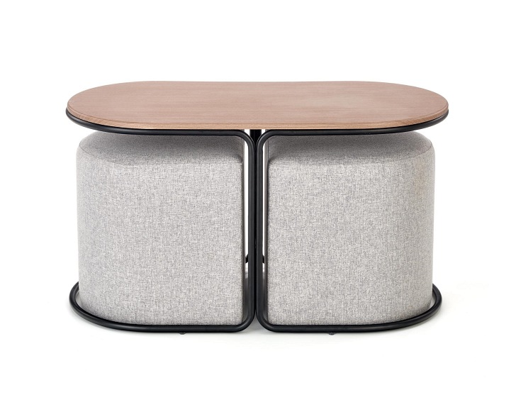 Ława z Pufami Pampa Orzech/Popielaty