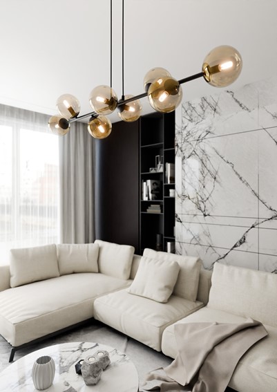 Lampa Wisząca ROSSI 8 Czarny/Miodowy