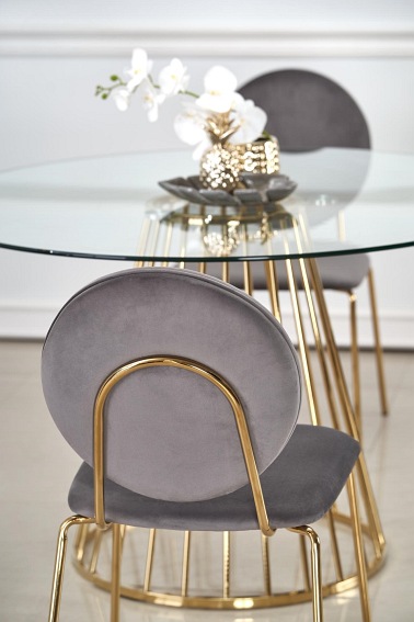 Stół Okrągły LIVERPOOL fi120 Transparentny/Złoty