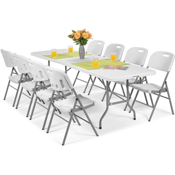 Zestaw Mebli Cateringowych 8-Osobowy Składany Biały
