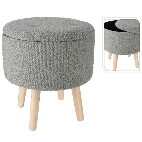 Stołek NEELY L ze Schowkiem Szary Jasny