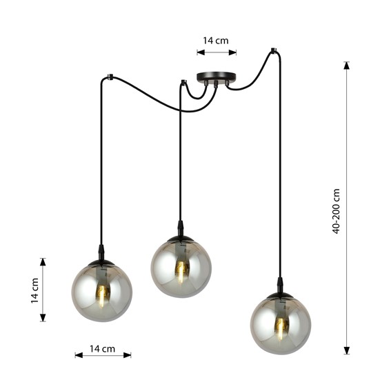 Lampa Wisząca GIGI 3 Czarny/Grafitowy