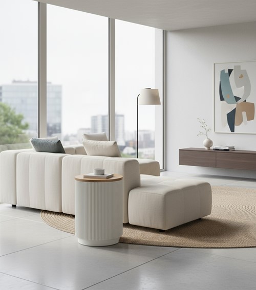 Stolik STILIG ST581 Fi40cm Biały/Brązowy