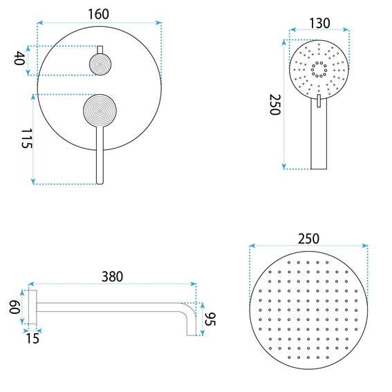 Zestaw Natryskowy Podtynkowy FOSTER + BOX Złoty Szczotkowany