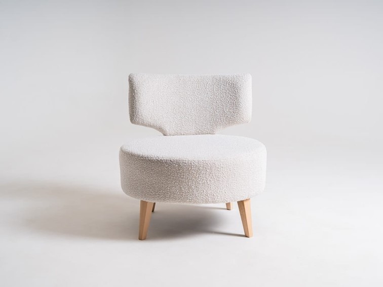 Fotel FLIPPIN BOUCLE Biały/Naturalny