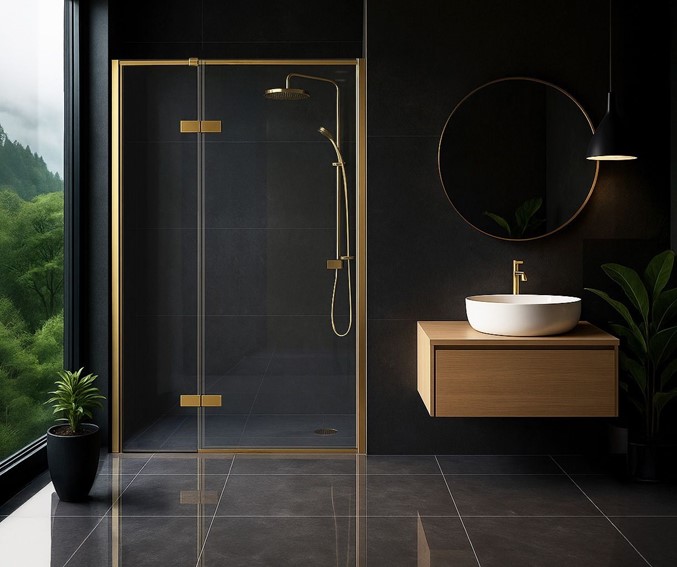 Drzwi Prysznicowe ATLAS 80 P Złoty Szczotkowany