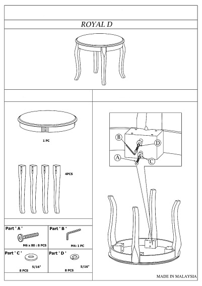 Ława ROYAL D fi60 Biały