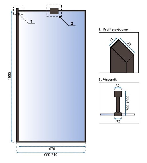 Ścianka Prysznicowa BLER 90 Czarny