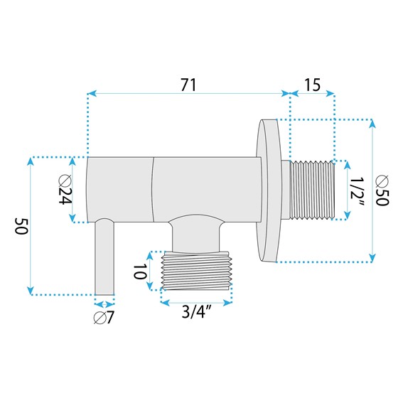 Zawór Kątowy 01 1/2" x 3/4" Złoty Szczotkowany