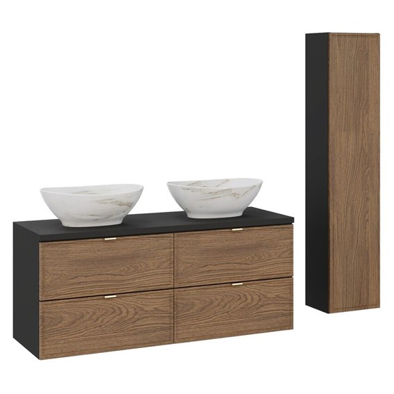 Zestaw Meblowy PATI 120cm Czarny Mat/Dąb Casella