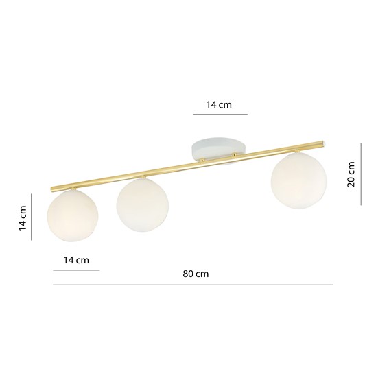 Lampa Sufitowa MONZA 3 Biały/Opal