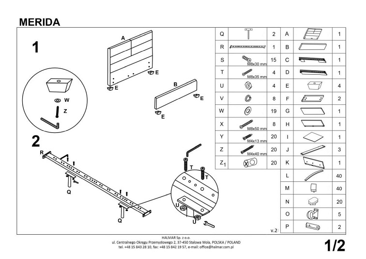 Łóżko MERIDA z Szufladą Beżowy