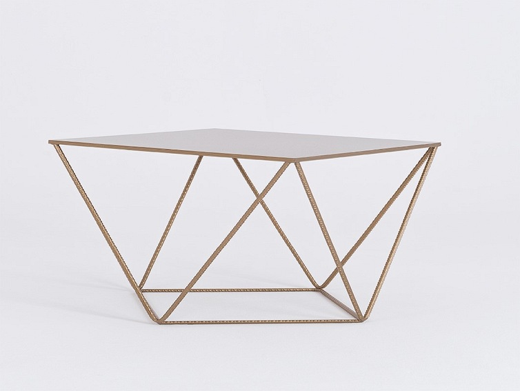 Stolik Kawowy DARYL METAL 80 Złoty/Biały