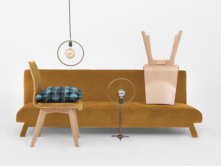 Sofa Rozkładana 3 os. Modes L 210x90x78 Marakuja/Czarny