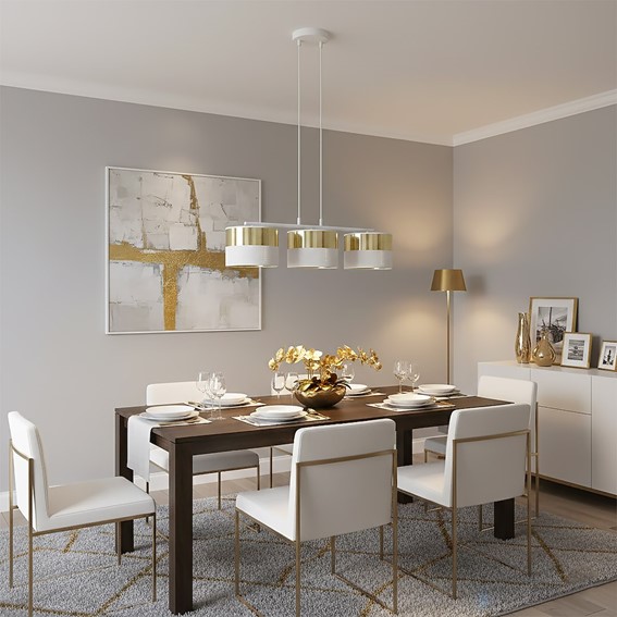 Lampa Wisząca LUX 3 Biały/Złoty